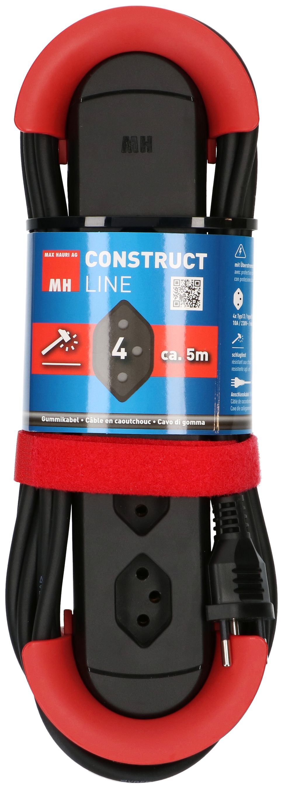 multiprise Construct Line IP20 4x type 13 rouge/noir 5m