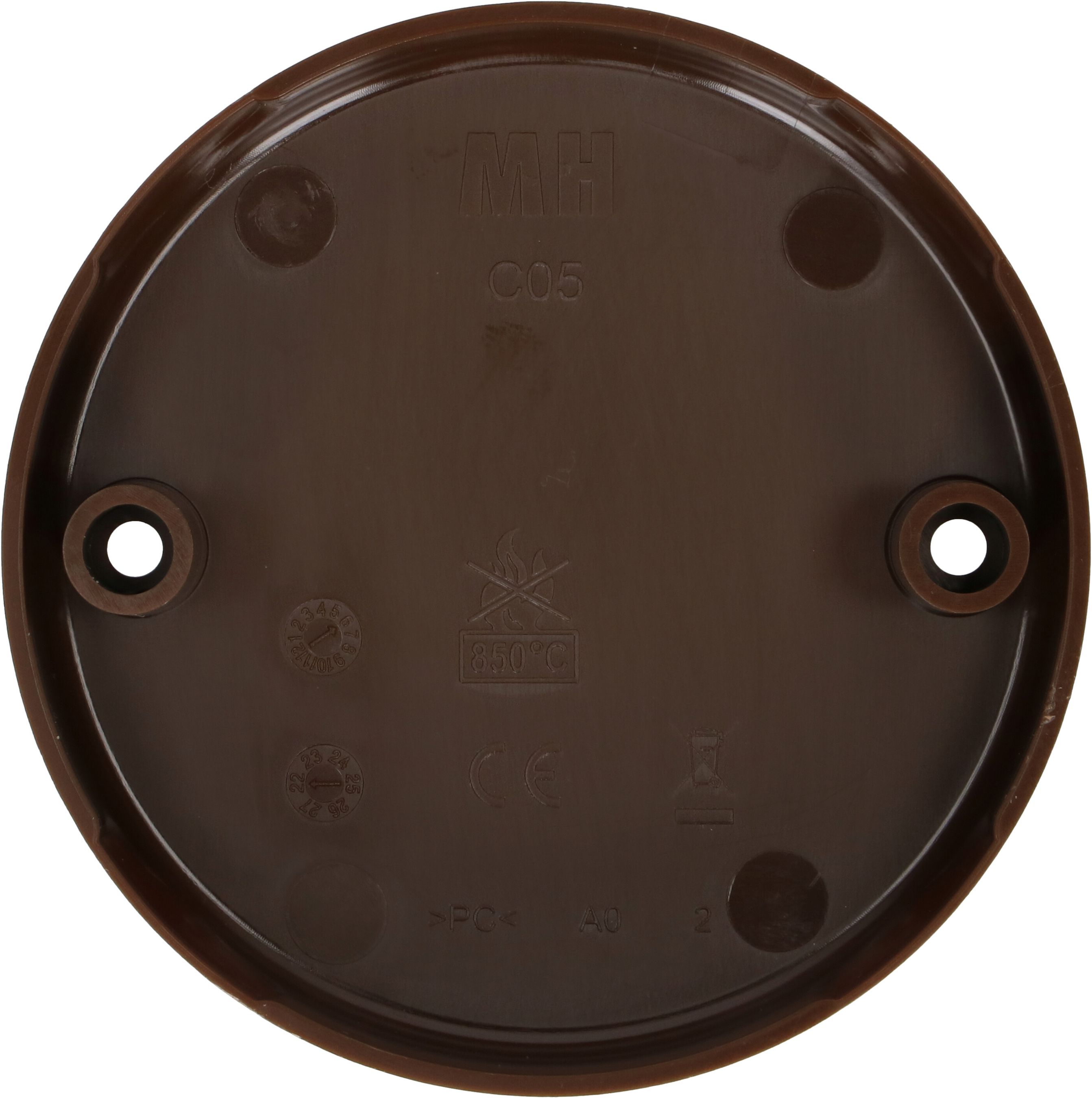 rosette de plafond rond 2 trous de fixation marron