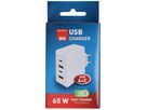 adaptateur de charge rapide USB 2x USB-C PD 2x USB-A 65W blanc