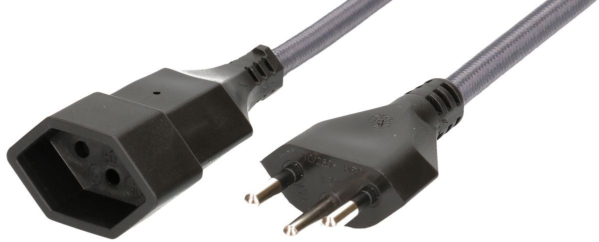 Rallonge textile H05VV-F3G1.0 3m anthracite type 12 / type 13