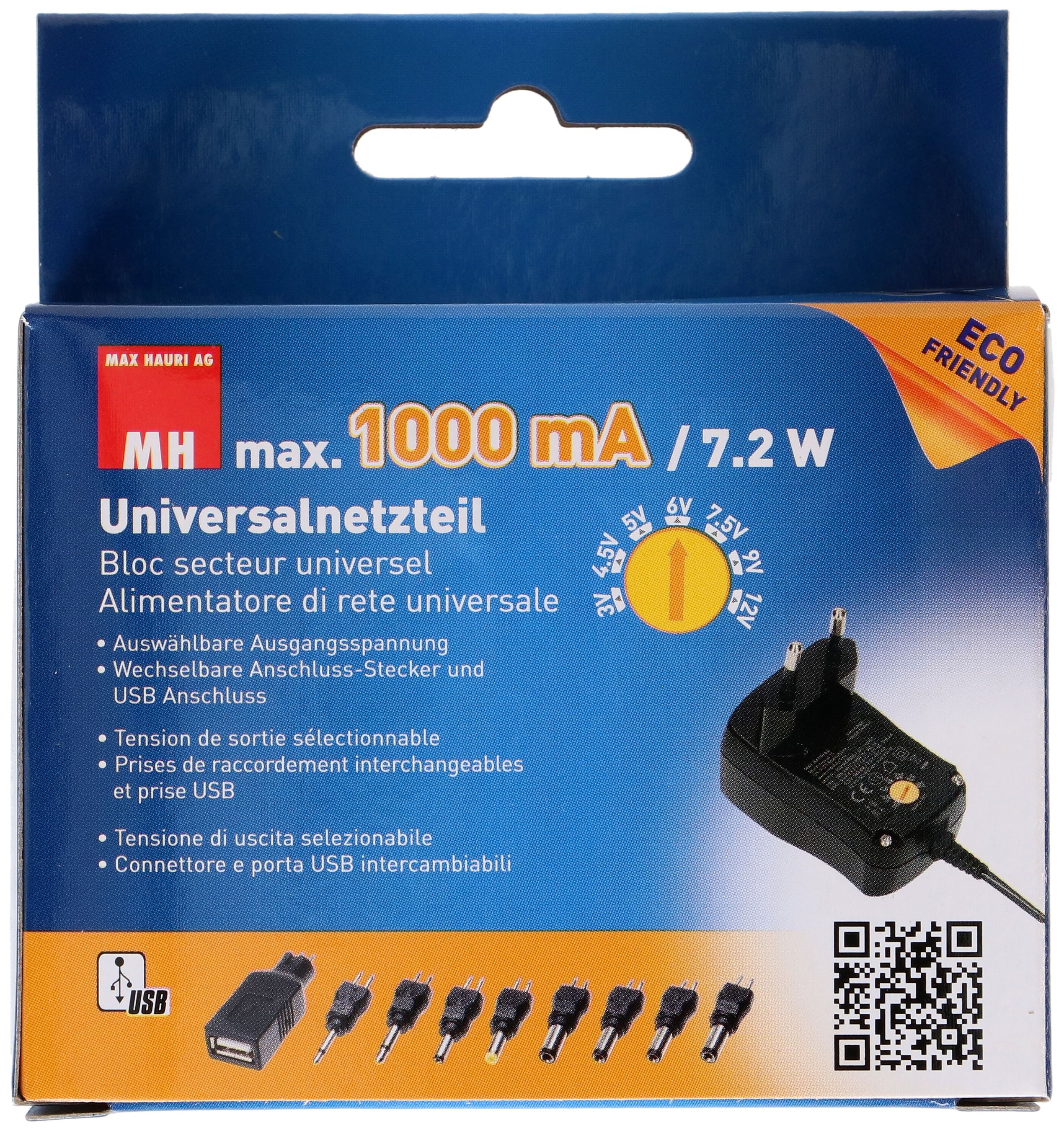 Bloc secteur universel 1000mA