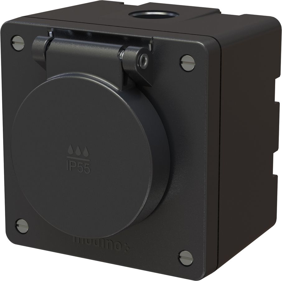 prise 1x type 15 AP exo IP55 noir