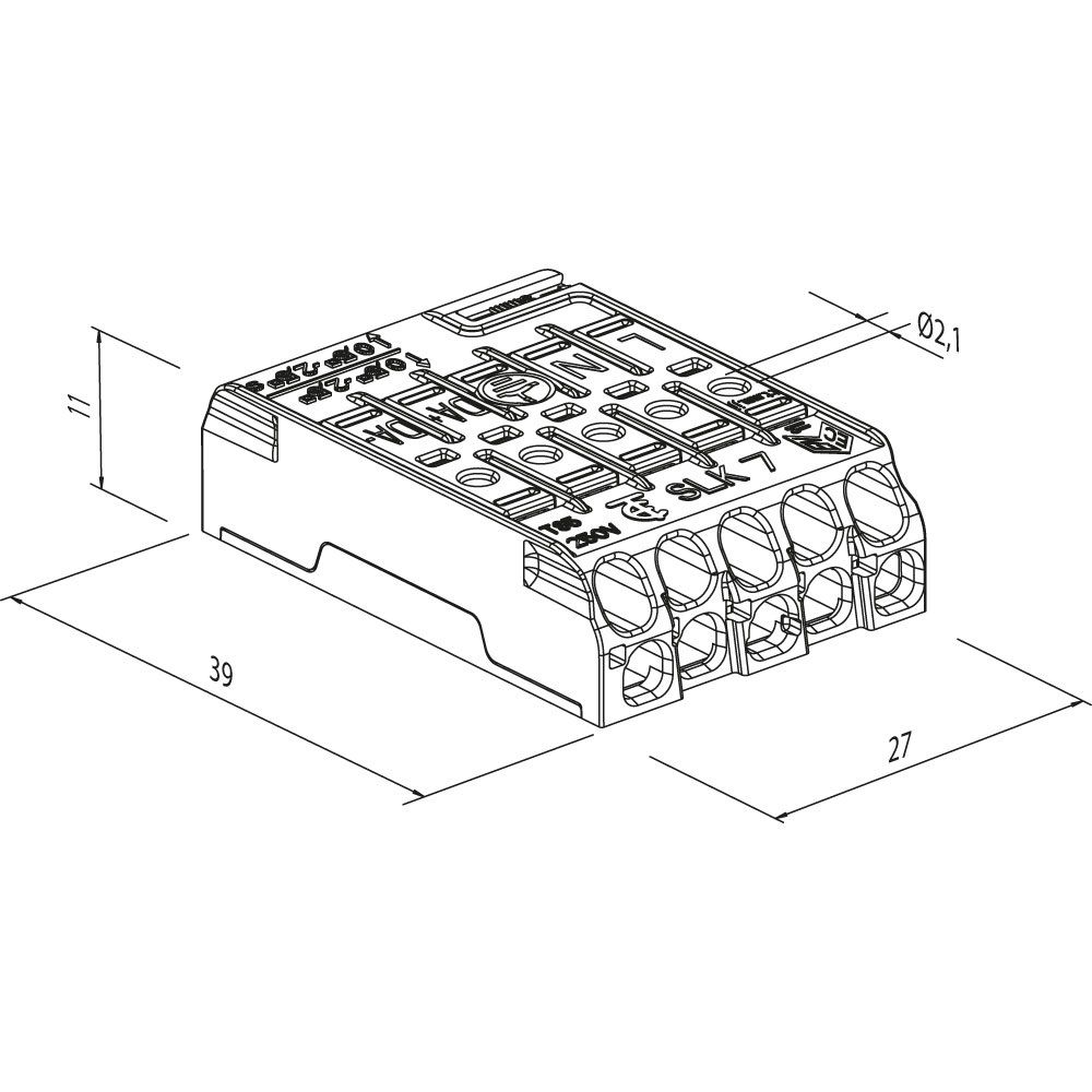 SLK7 borne de connexion 5 pôles 0.5-2.5mm2 super plat blanc
