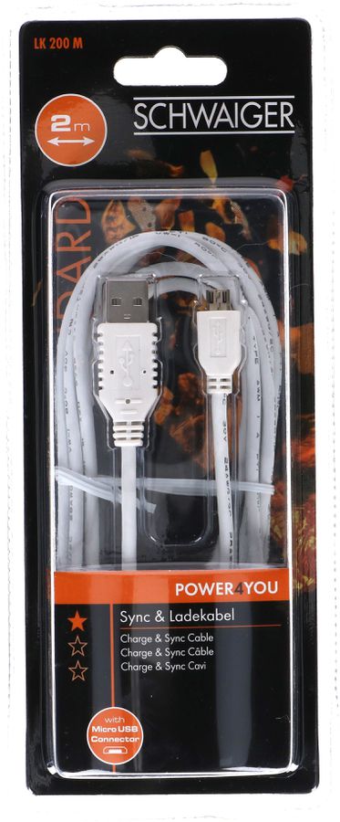 câble de recharge USB-A vers Micro-USB-B 2m blanc