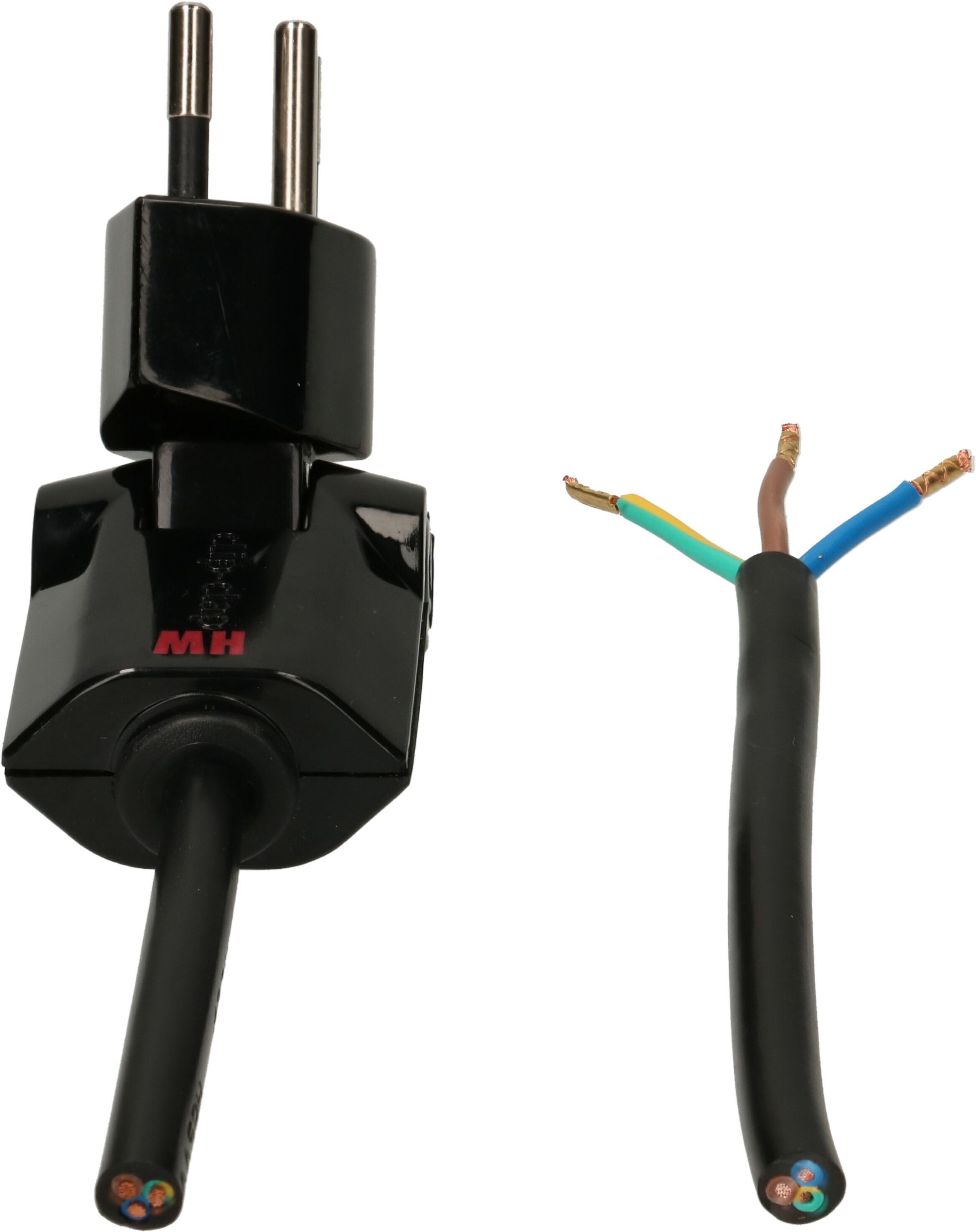 TD câble secteur H05VV-F3G1.0 5m noir clip-clap type 12