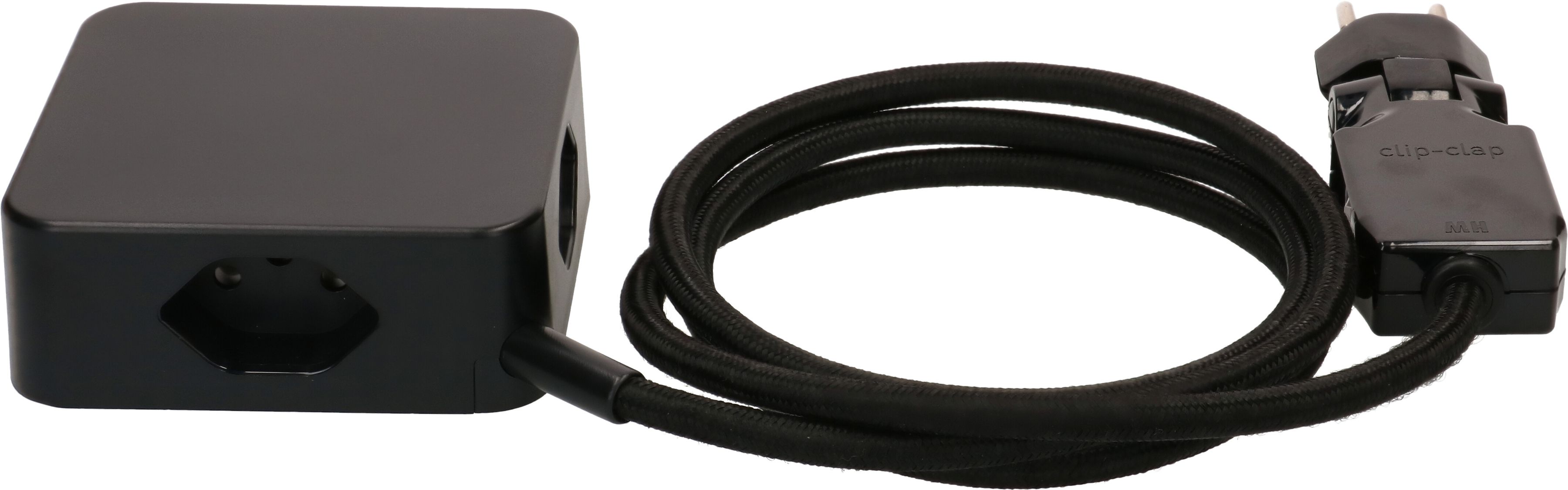 multiprise Cube 4x type 13 noir / noir 2m clip-clap