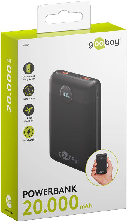 Powerbank 20000mAh QC/PD compact avec affichage d'état
