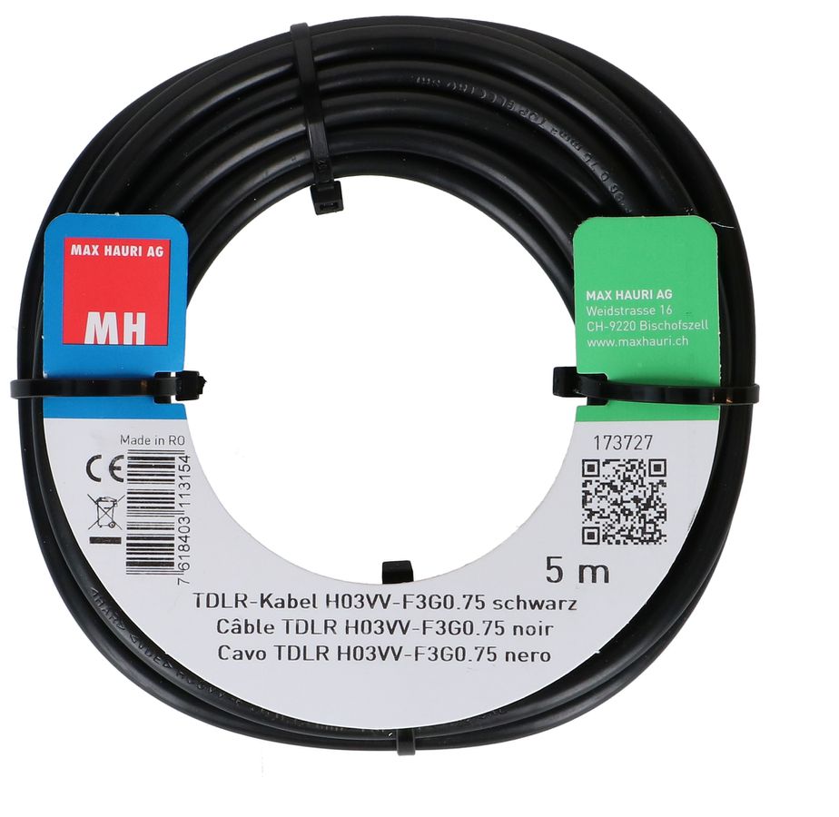 câble TDLR H03VV-F3G0.75 5m noir