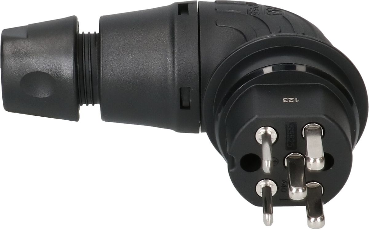 fiche TH type 25 coudée 5 pôles noir IP55