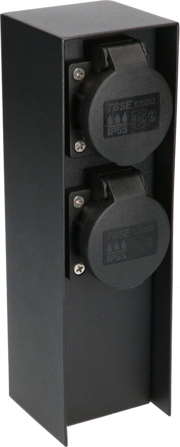 colonne de prises de jardin 2x type 13 IP55 acier noir mat