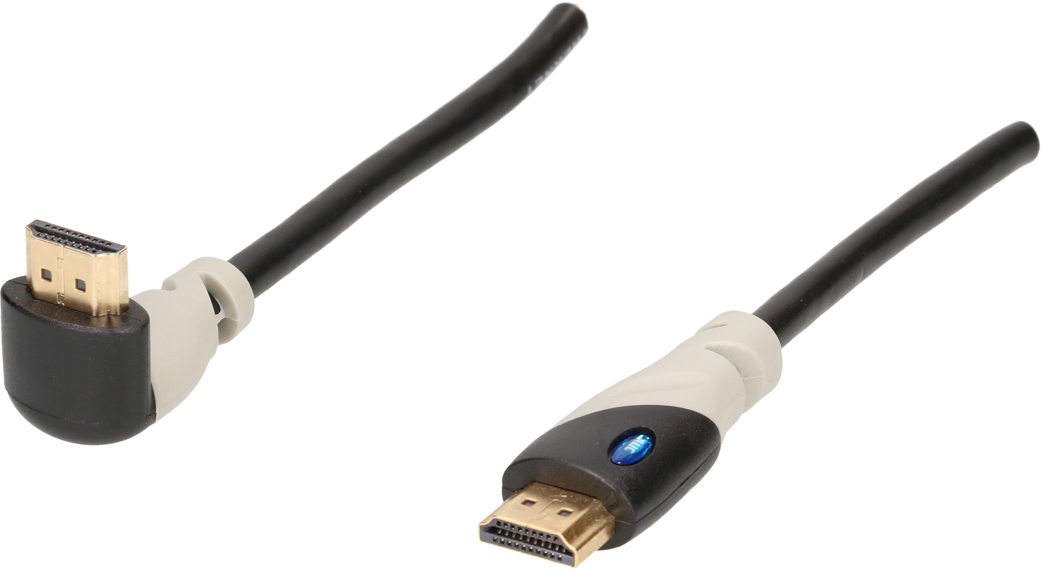 câble de raccordement HDMI équerre 1.5m noir/gris