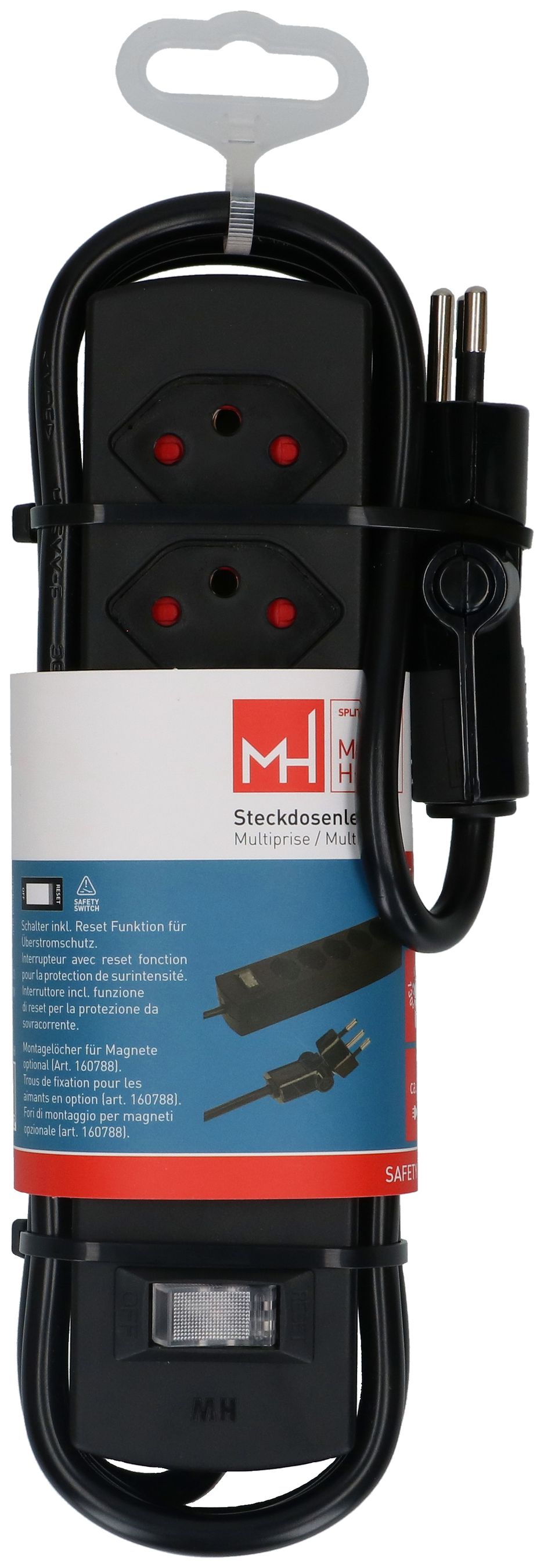 Steckdosenleiste Safety Line 5x Typ 13 BS sw Schalter 2m cli.