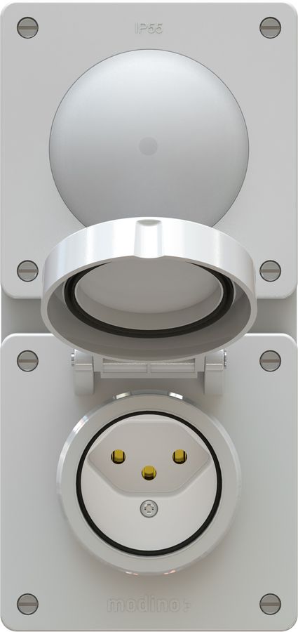 combinazione interru. s3 illu. / tipo 13 dim.2x1 INC exo IP55 gr