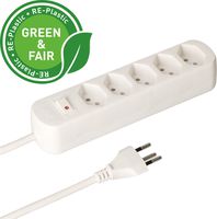 multiprise Basic Line 5x type 13 bc interrupteur 1.5m Green+Fair