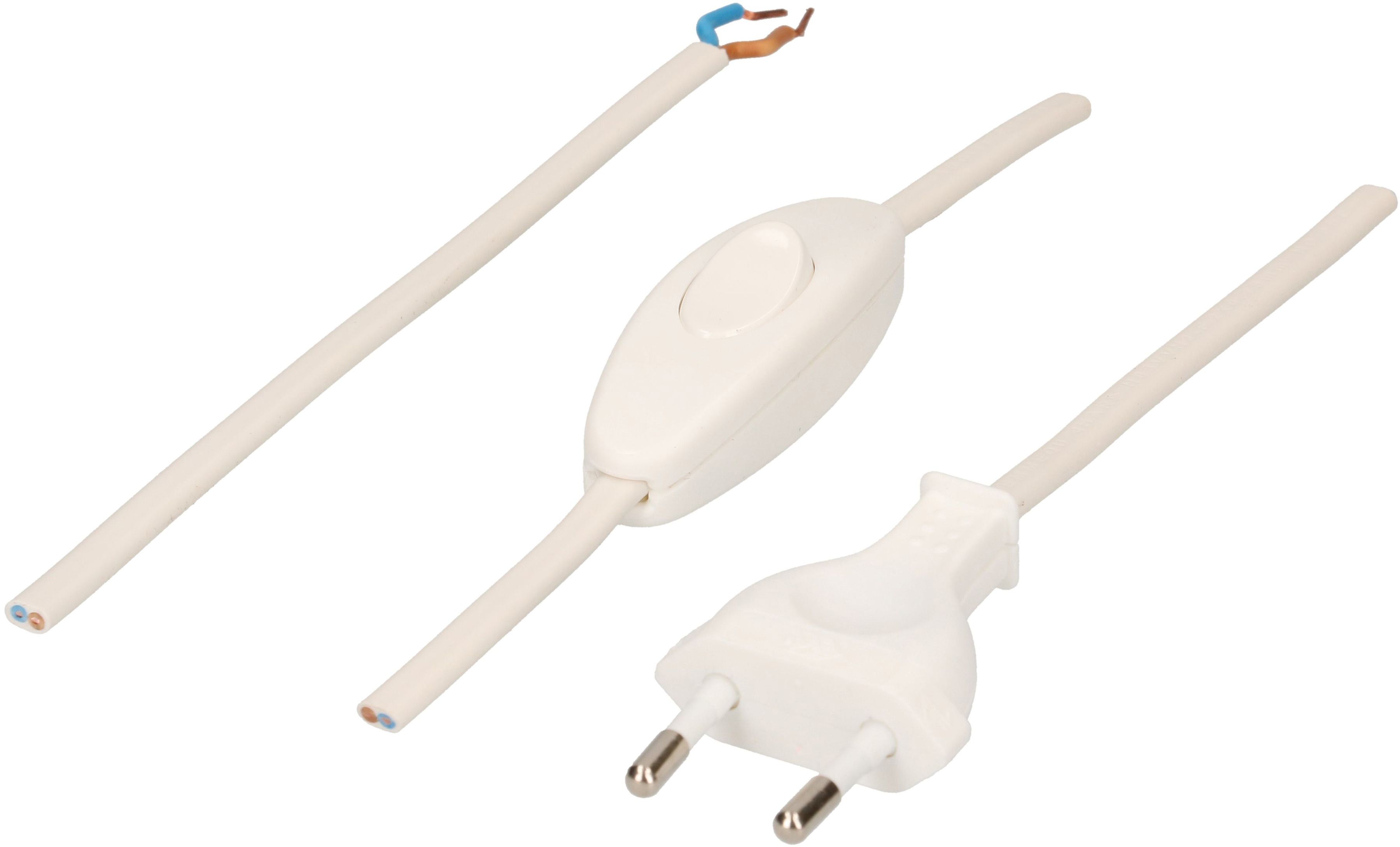 TDLF câble secteur H03VVH2-F2x0.75 1.5m blanc interrupteur T26