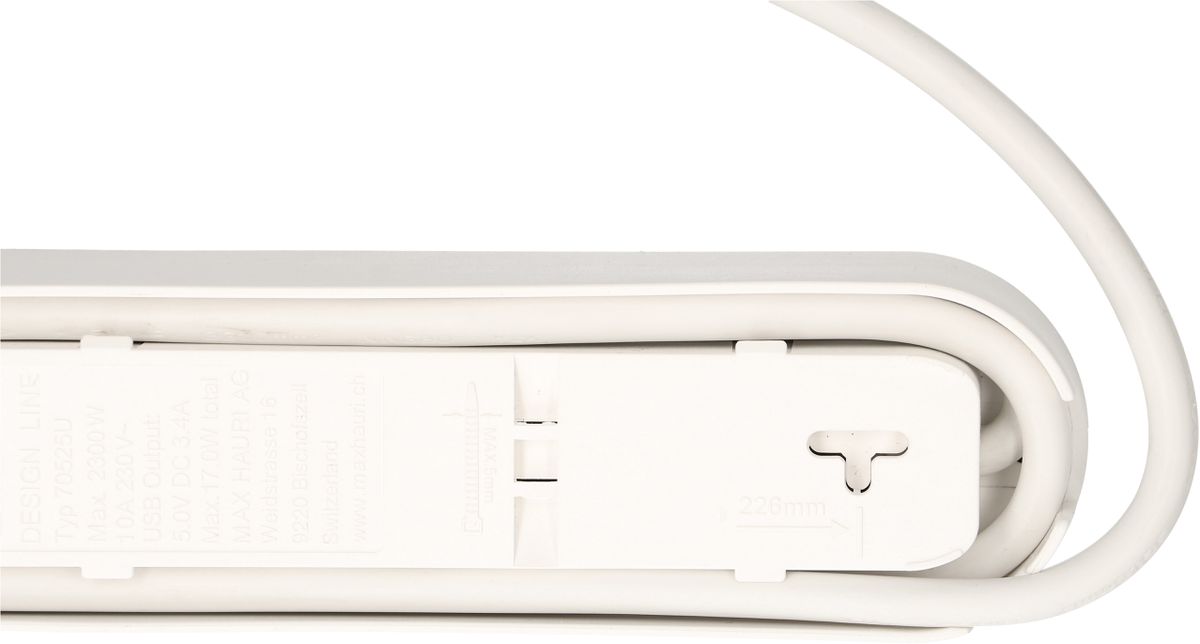 multiprise Design Line 6x type 13 blanc/noir interrupt. 2.2m plat