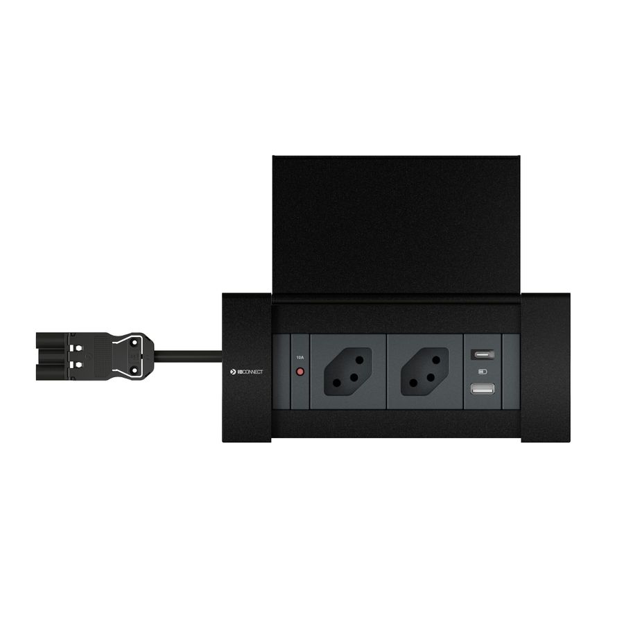 NEXO presa multipla nero 2x tipo 13 1x USB-A/C