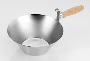 Poche plâtre en acier galvanisé à feu avec poignée en bois polie