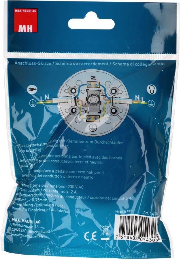 interrupteur à pied 1 pôles OFF 2(1)A noir