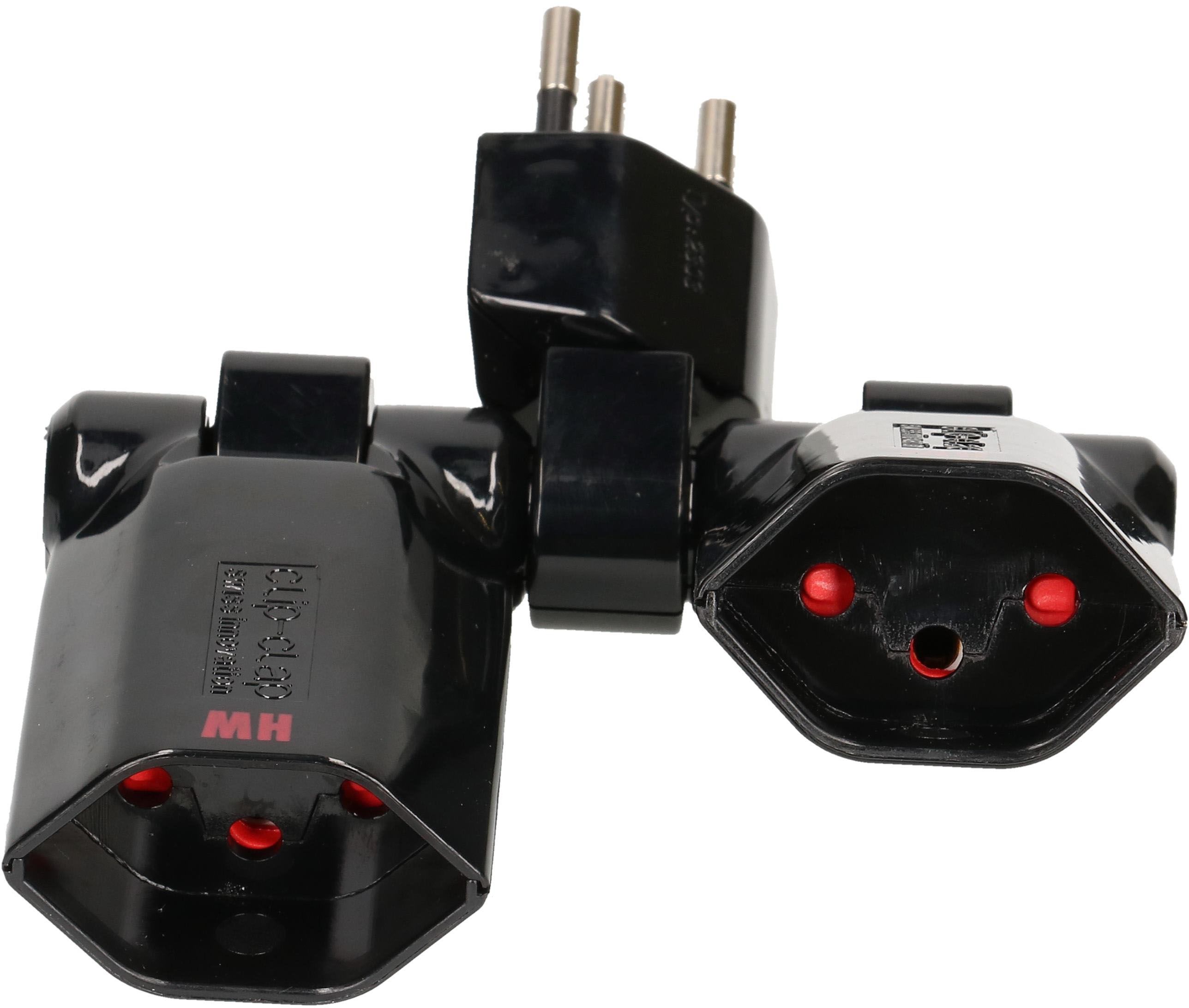 multi adaptateur clip-clap 2x type 13 3 pôles noir BS