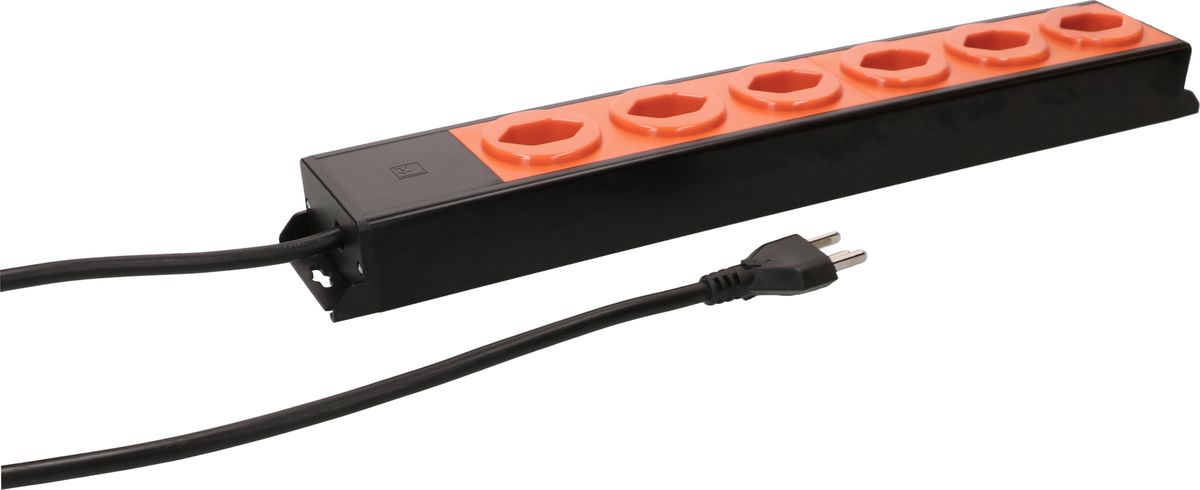 multiprise Power Line 6x type 23 noir/orange 3.0m