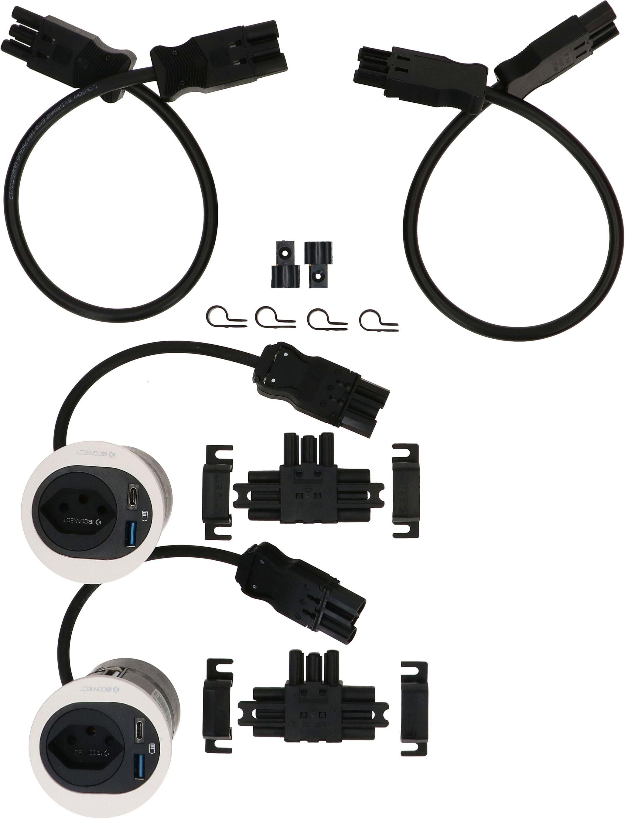 Twin set d'extension ATOM bloc multiprise blanc type 13 USB-A/C