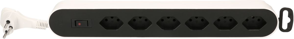 multiprise Design Line 6x type 13 blanc/noir interrupt. 2.2m plat