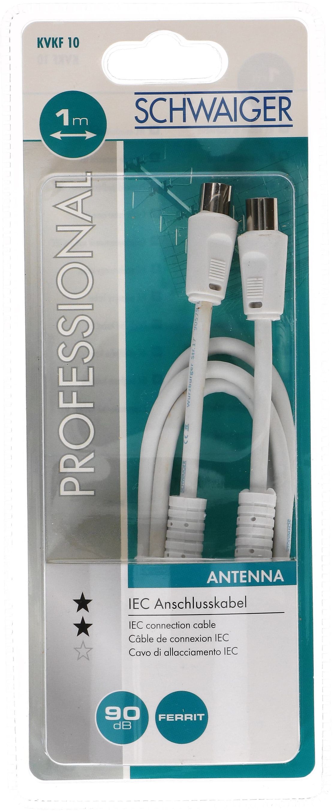 câble de raccordement 90dB 1m blanc noyau de ferrite