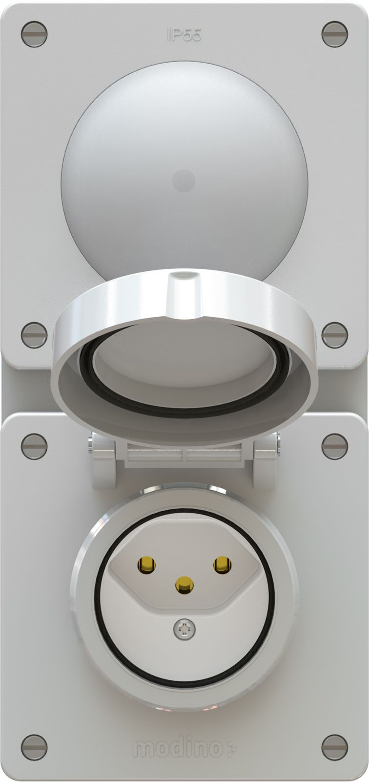 combinaison bouton NO/NF illu. / type 13 ta.2x1 AP exo IP55 gris