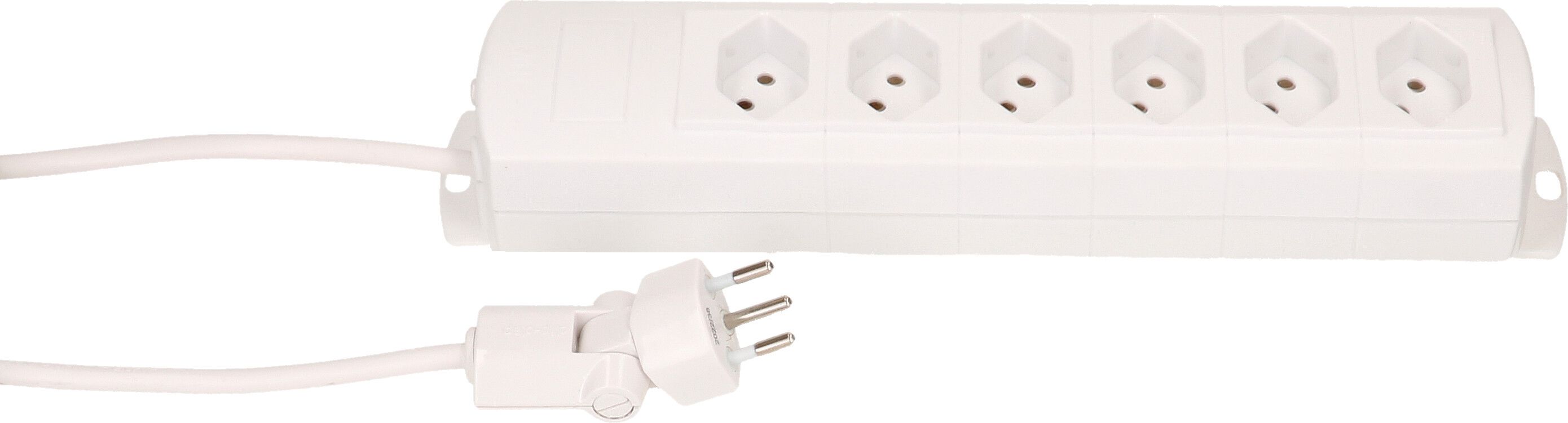 multiprise Prime Line 6x type 13 blanc aimant 3m clip-clap