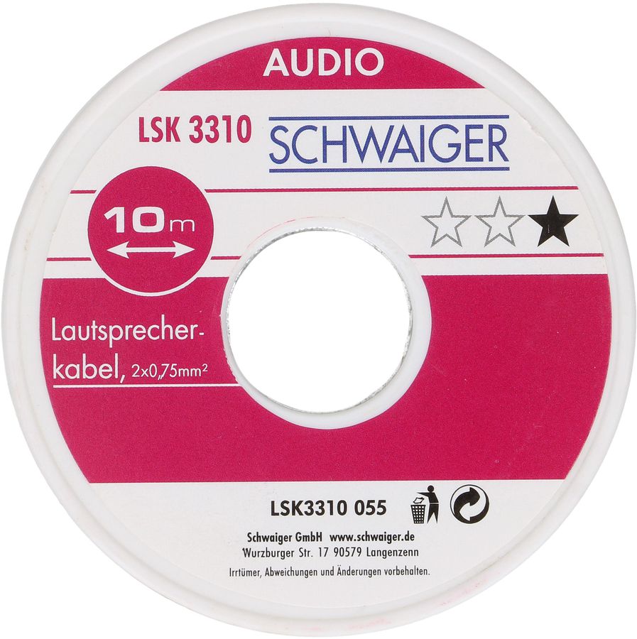 câble de haut-parleur 2x0.75mm² 10m transparent