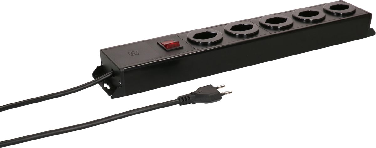 multiprise Power Line 5x type 13 noir/noir interrupteur 1.5m