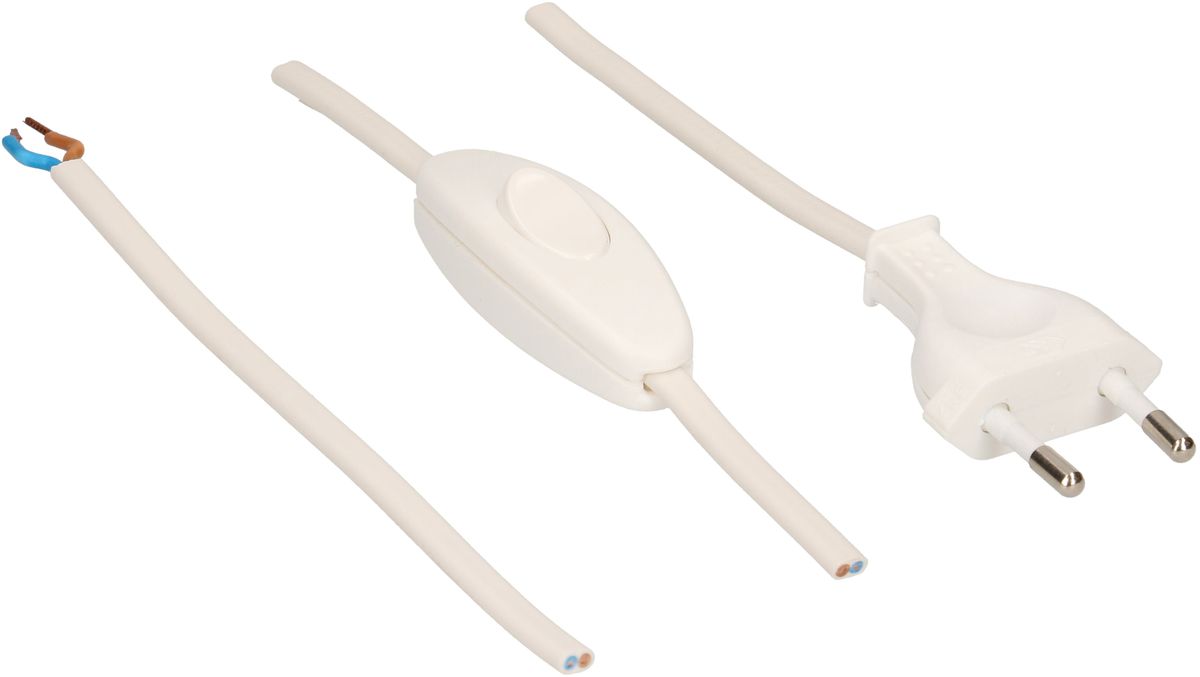 TDLF câble secteur H03VVH2-F2X0.75 2m blanc interrupteur T26