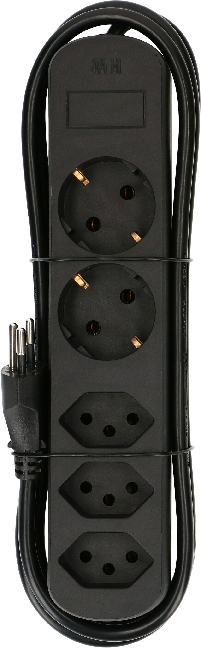 multiprise Basic Line 3x type 13 2x Schuko noir 1.5m