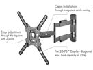 support TV mural MOTION 4 noir jusqu'à 35kg avec 3 articulations