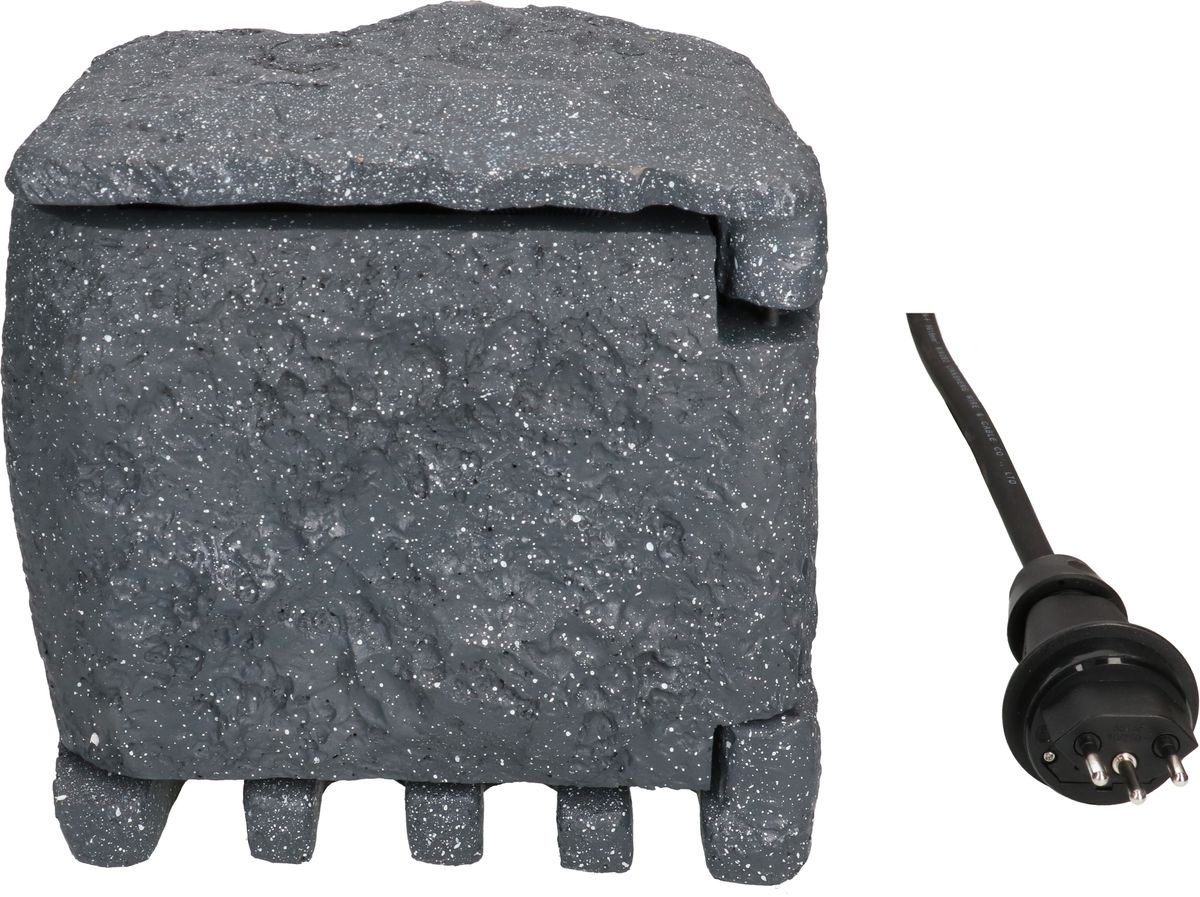 prises de jardin 2x type 13 IP55 prog. horaire aspect pierre gris