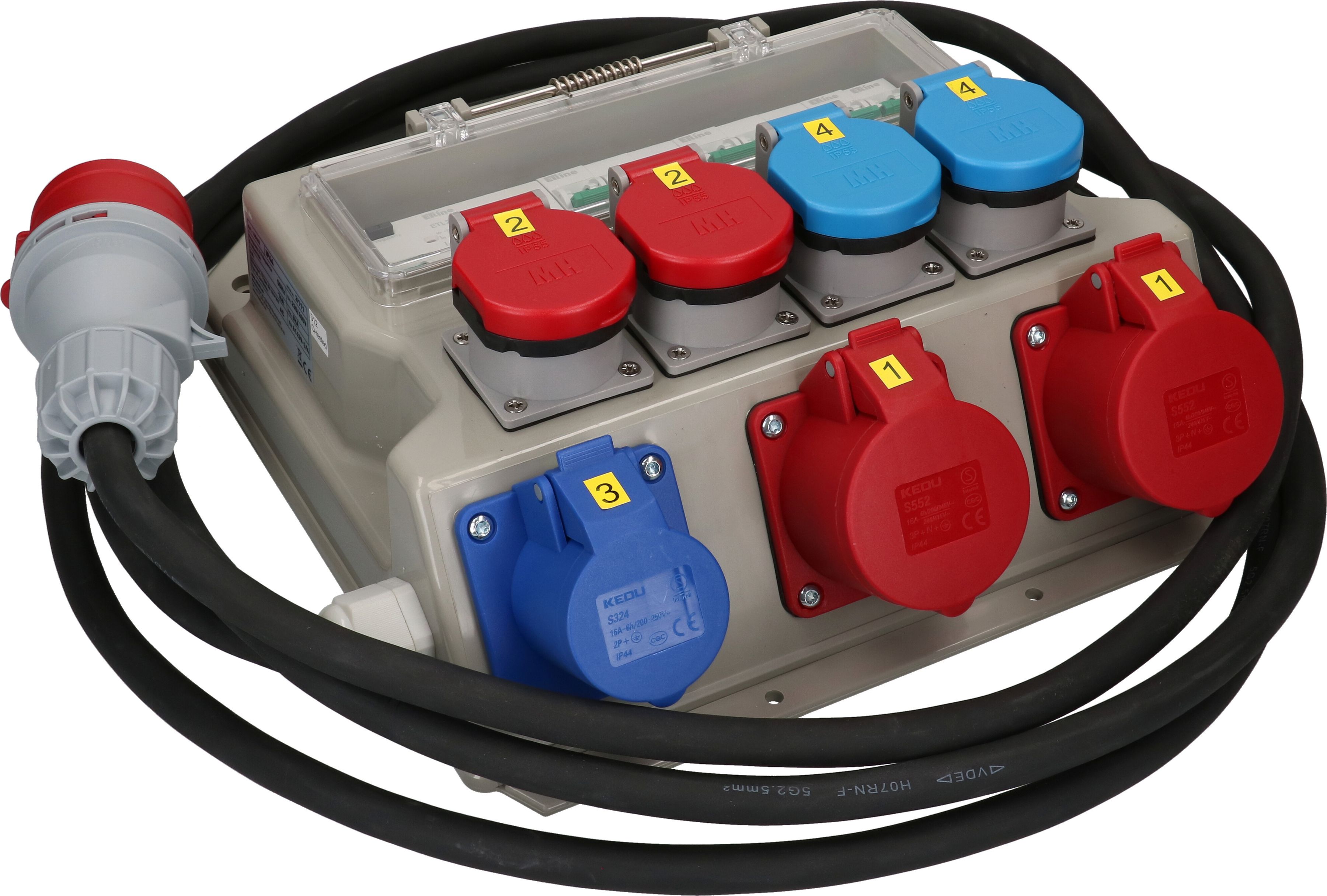 distributeur de courant CEE16-5 / CEE16/type 23 +25 IP55 FI+LS gr