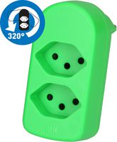 Multi adaptateur ADAPT 2x type 13 vert fluo rotatif BS