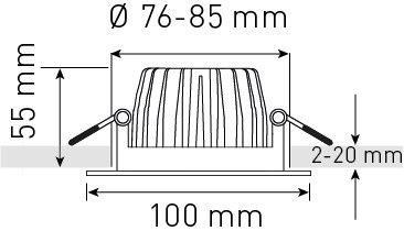 spot encastré à LED STATO Ø80 blanc 3000K 960lm 60°