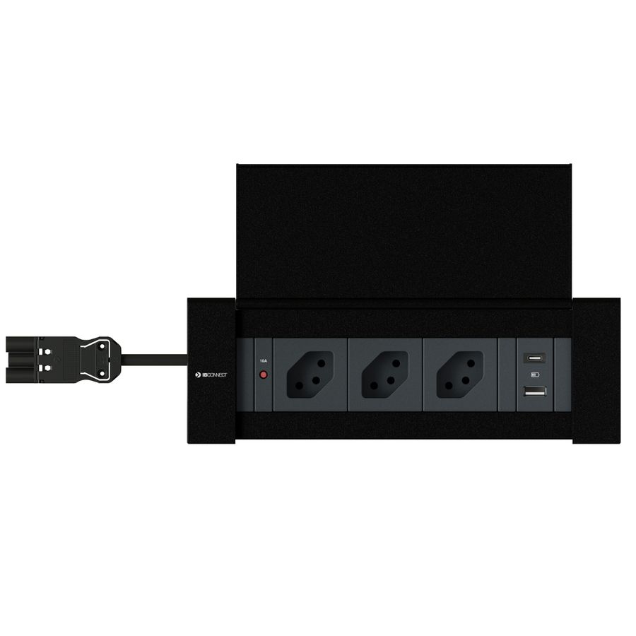 NEXO presa multipla nero 3x tipo 13 1x USB-A/C