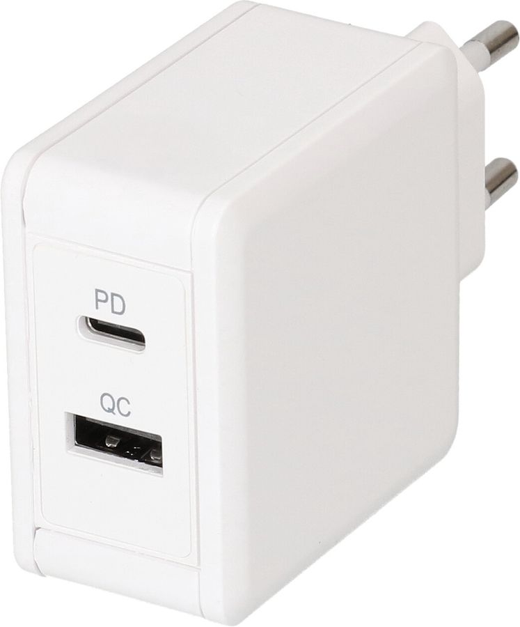 adattatore di ricarica rapida USB 1x USB-C PD 1x USB-A 45W bianco