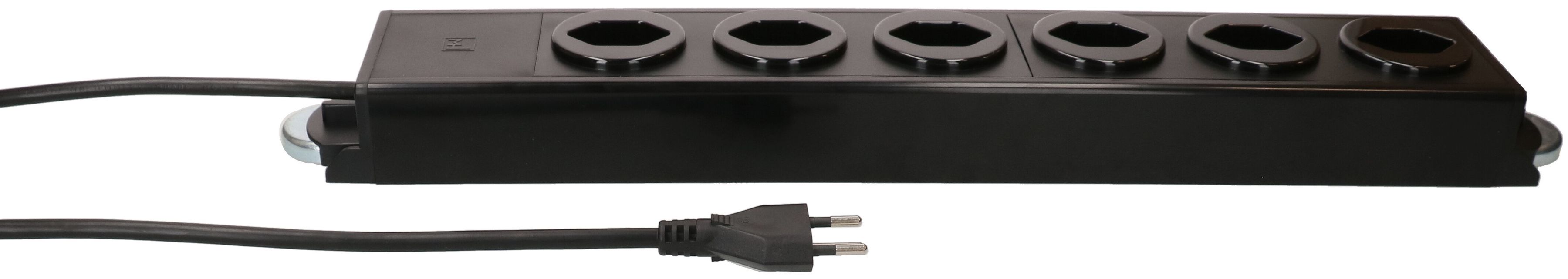 multiprise Power Line 6x type 13 noir/noir 1.5m aimant