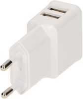 adaptateur de charge USB 2x USB A total 12W blanc