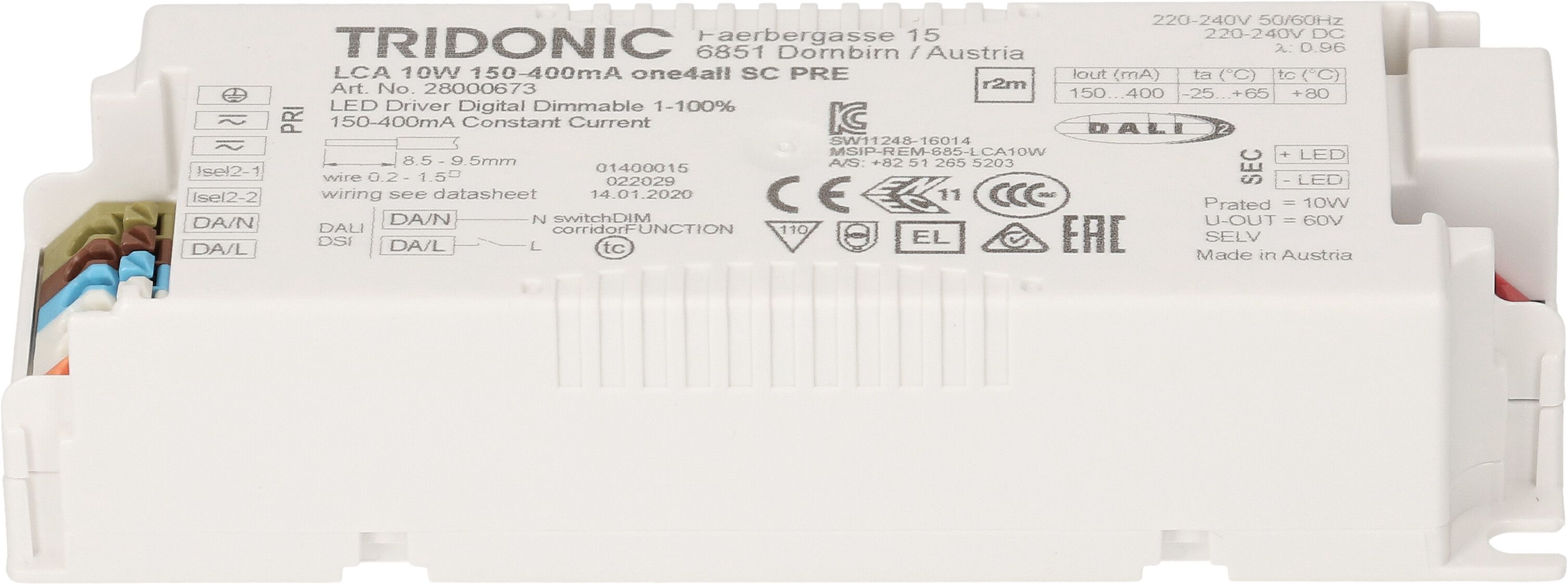 LED-Konstantstromtreiber DALI 150–400mA LCA one4all SC PRE