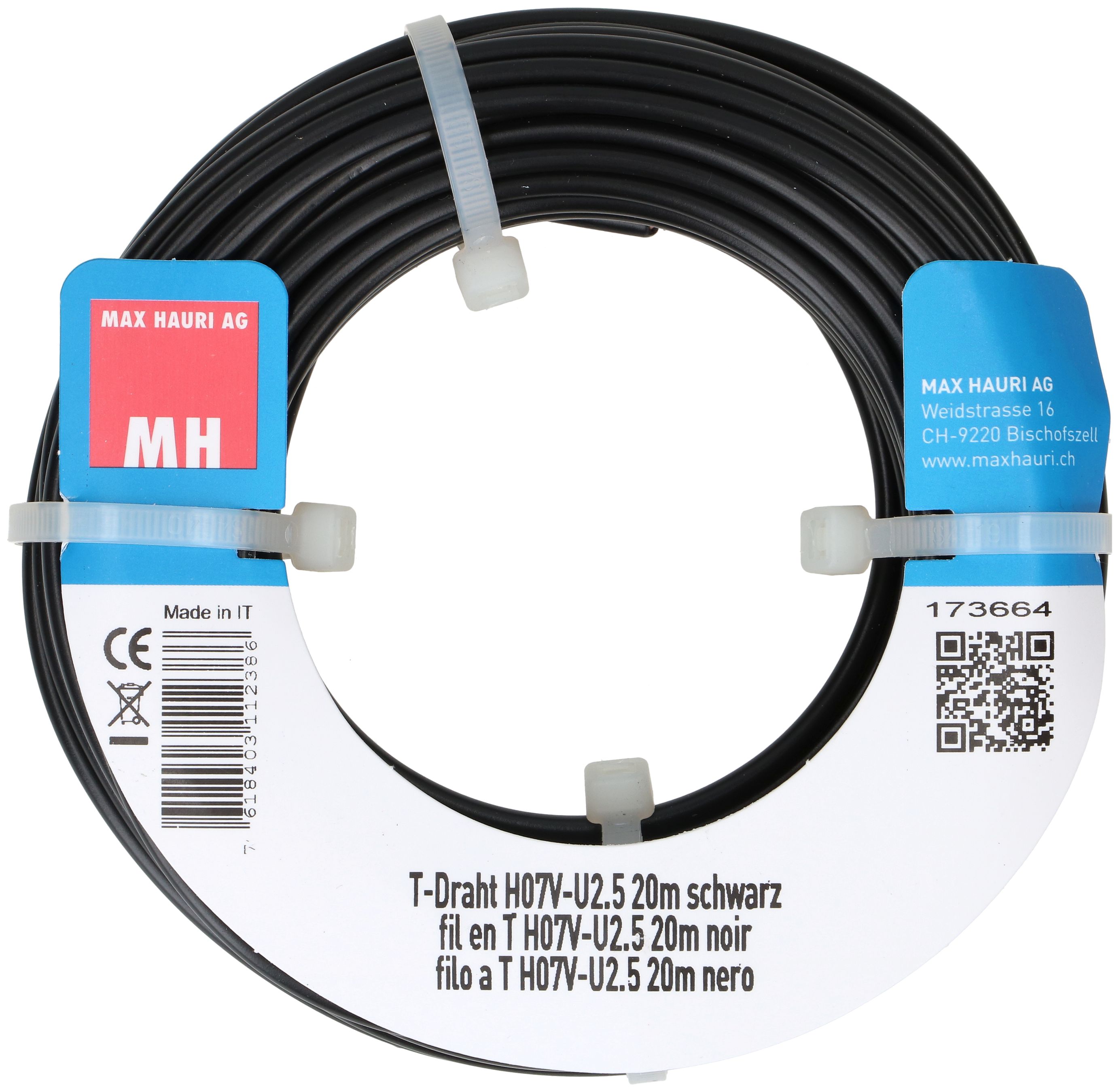 fil en T H07V-U2.5 20m noir