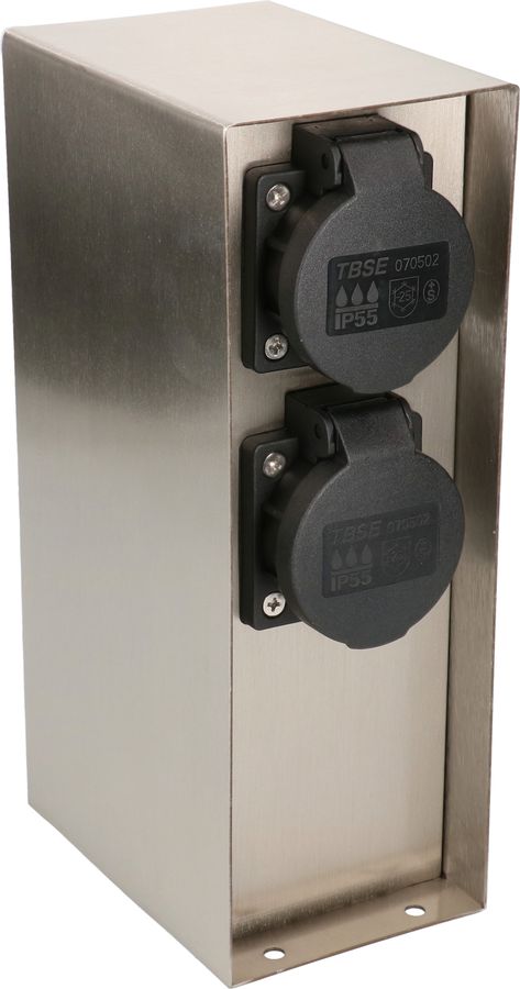 colonne de prises de jardin 2x type 13 IP55 prog. horaire acier