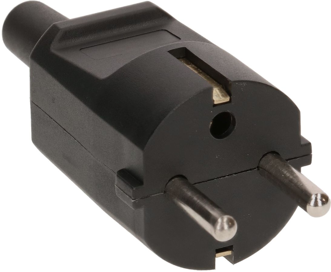 fiche Schuko CEE 7/7 noir double système de terre