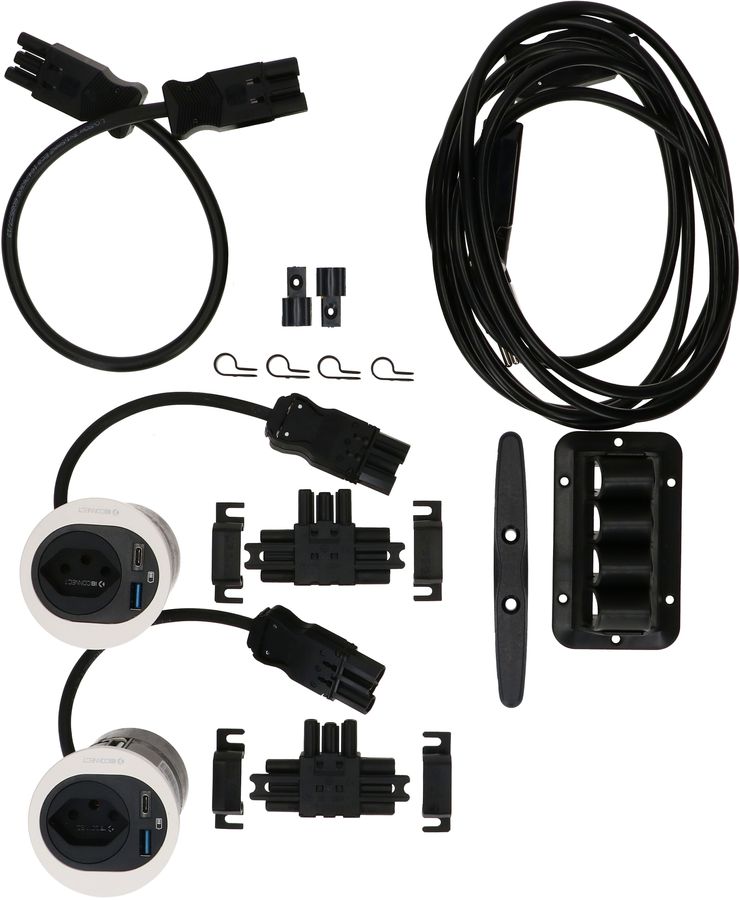 Twin set de raccordement ATOM bloc multiprise bc type 13 USB-A/C