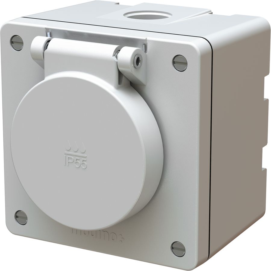 prise 1x type 13 AP exo IP55 gris clair