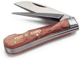 Couteau pour câbles a. coques en bois lame&greffoir en 2 parties